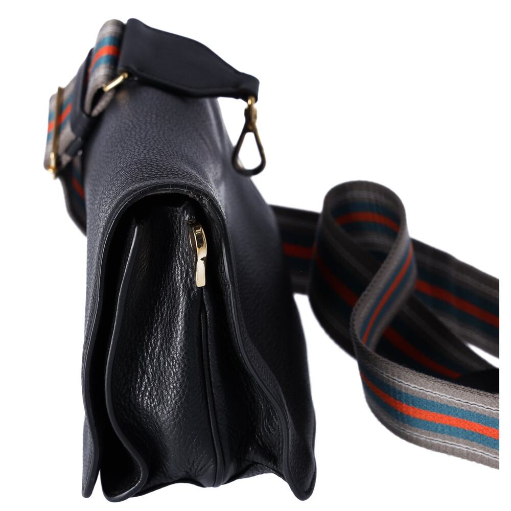 PRADA Vitello Daino Flap Crossbody Bag Black Leather - Picture 2 of 11